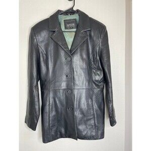 Vintage Adler Genuine Lambskin Leather Jacket Women’s M Black Button Front Coat